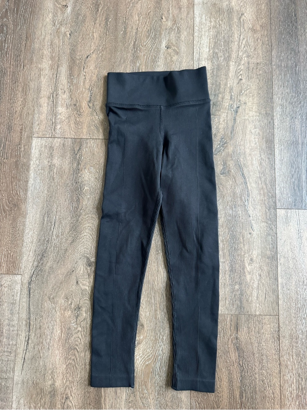 Athleta Black Ribbed High-Rise Kids Leggings Size S/7